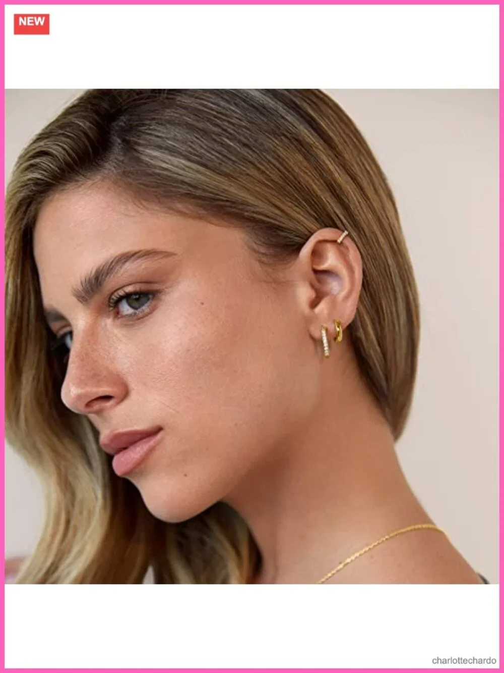 14K Gold Plated Dainty CZ Huggie Earrings for Women Hoop Piercing